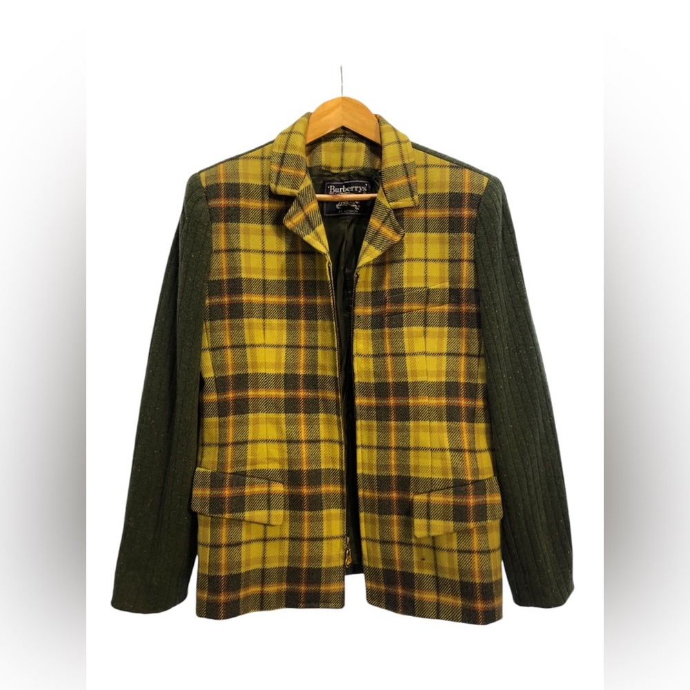 Burberry’s London Plaid 100% Wool Sweater Blazer Jacket Sz 12